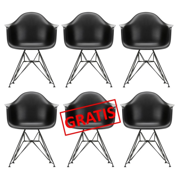 Vitra Stuhl Eames Plastic Armchair DAR 5+1 Pure Black