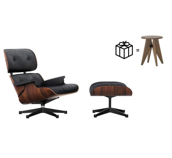 Vitra Eames Lounge Chair Palisander + Tabouret Solvay
