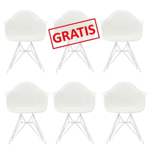Vitra Stuhl Eames Plastic Armchair DAR 5+1 Paket White Edition