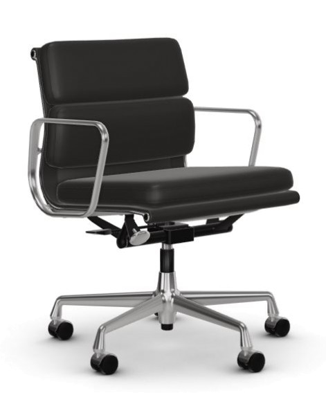 Vitra Soft Pad Chair EA 217 Leder nero verchromt / Quickship